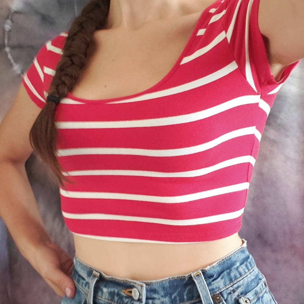 Red/White Stripe Croptop